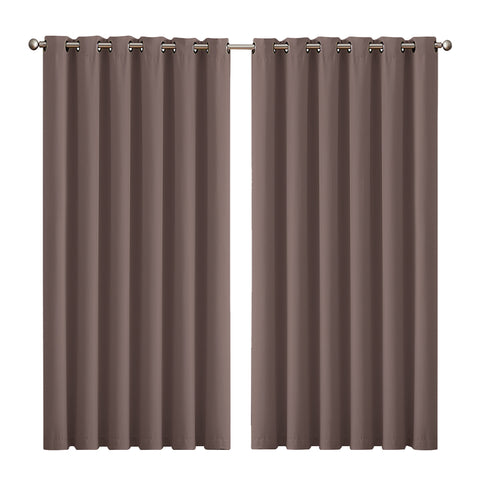 2x Blockout Curtains Panels 3 Layers Taupe