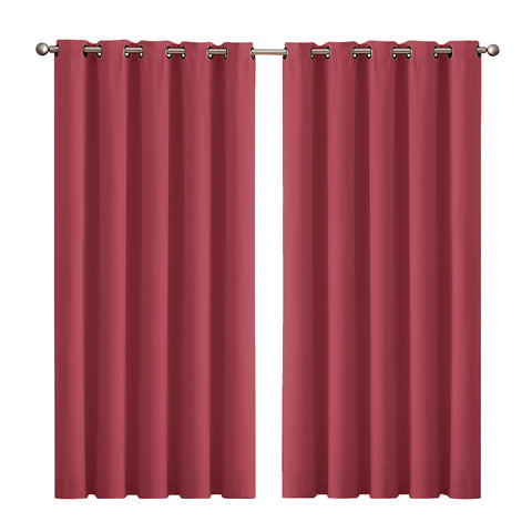 2x Blockout Burgundy Curtains Panels 3 Layers