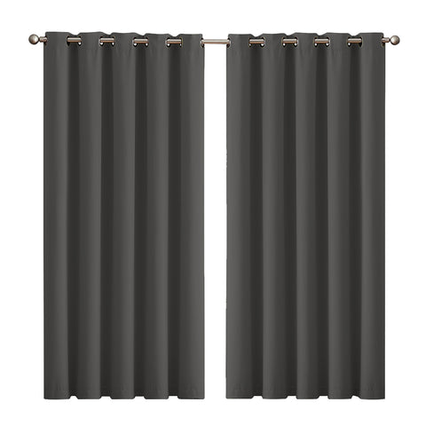 2x Blockout Charcoal Curtains Panels 3 Layers