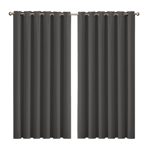 2x Blockout Curtains Panels 3 Layers Charcoal