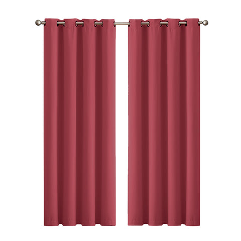 2x Blockout Curtains Panels 3 Layers- Burgundy