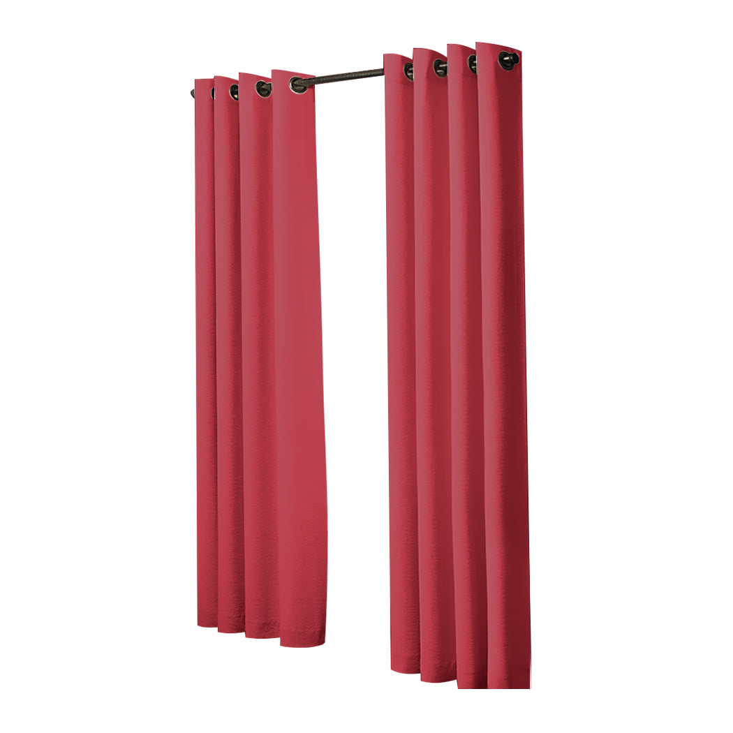 2x Blockout Curtains Panels 3 Layers- Burgundy