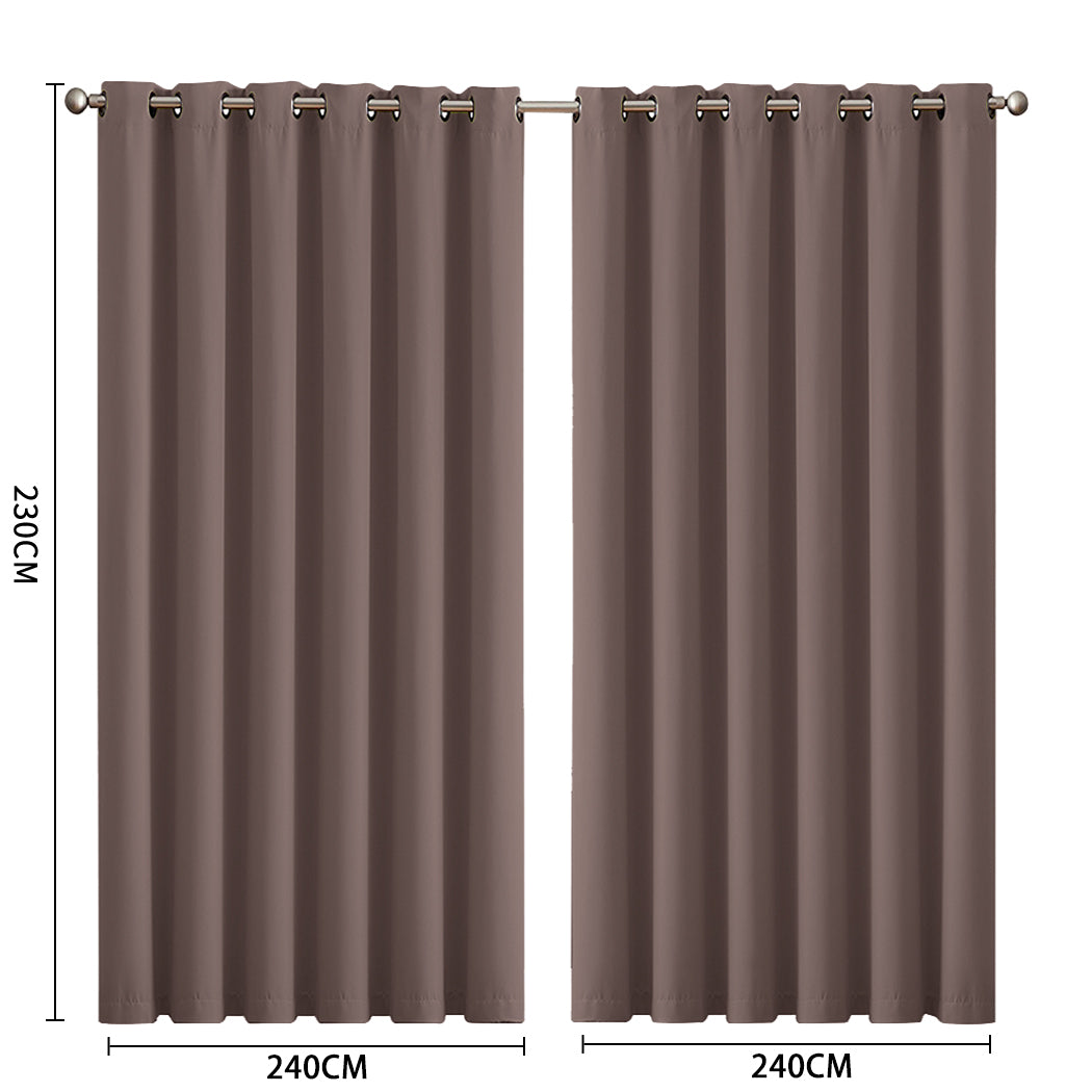 2x Blockout Curtains Panels 3 Layers Taupe