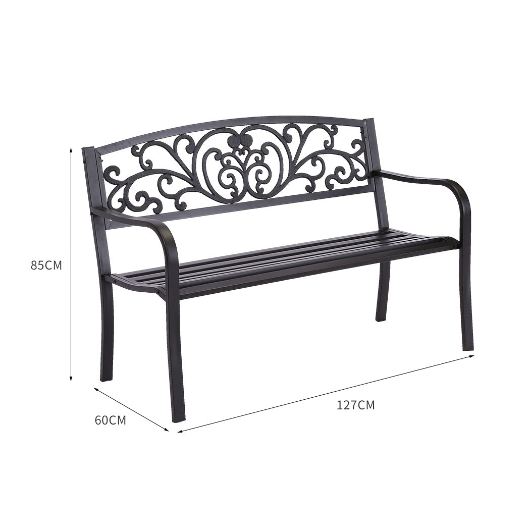 Garden Bench Seat Outdoor Furniture Black