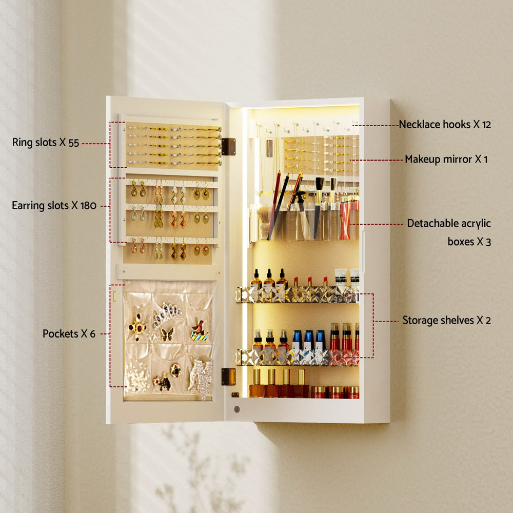 Jewellery Cabinet Mirror Door Wall Mount