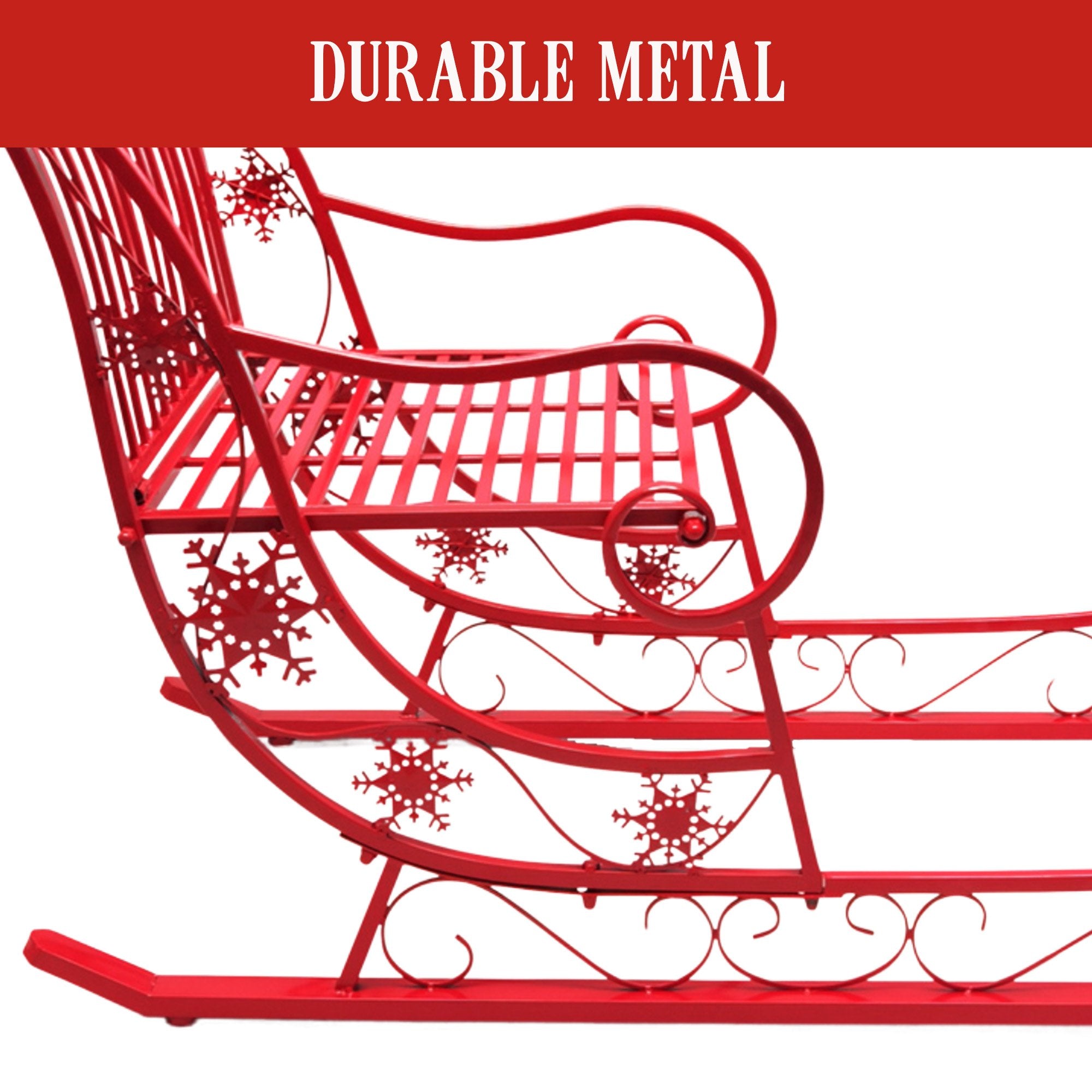 Christmas Sleigh with Red Finish- Metal 150cm