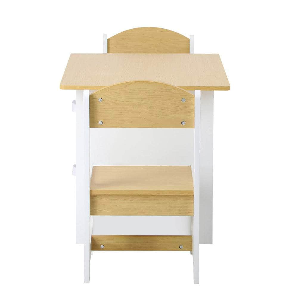 Kids Table and Chair Set with Storage Bins Wooden & White