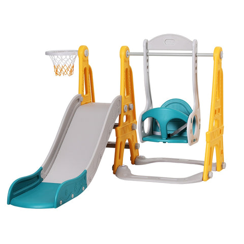 Kids Slide Swing Set Basketball Outdoor Toys Adjustable Height 140cm Green