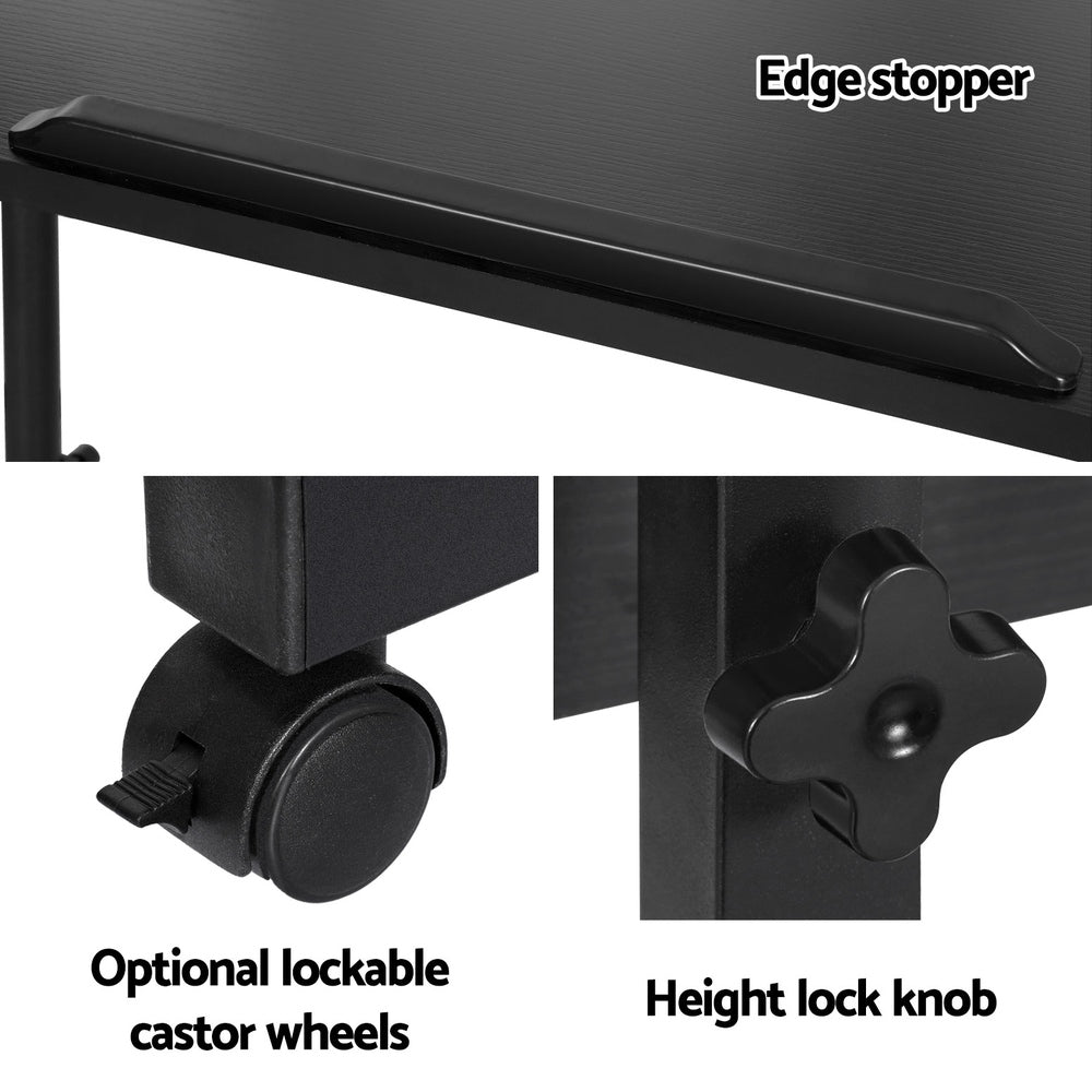 Laptop Desk Table Height Adjustable Wooden Bed Side Tables 80Cm Black