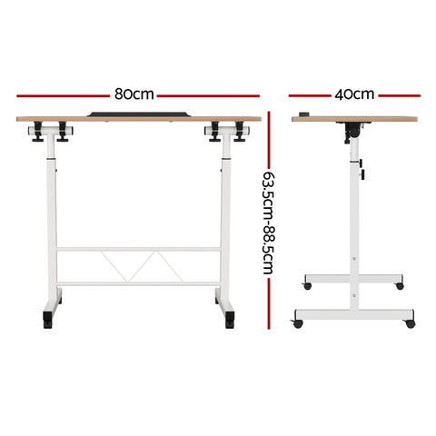 Laptop Desk Table Adjustable 80Cm Light Wood