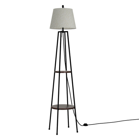 Modern Floor Lamp with Storage Shelves and LED Lighting