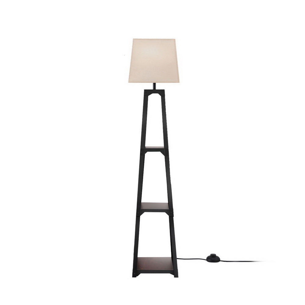 Modern Floor Lamp with 3-Tier Storage Shelf - White