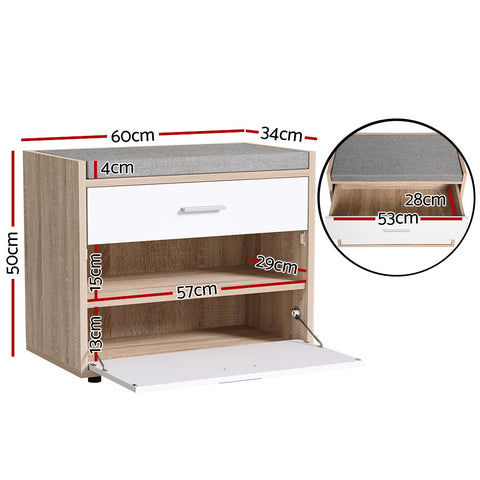 Shoe Rack Cabinet Bench 8 Pairs White Niva