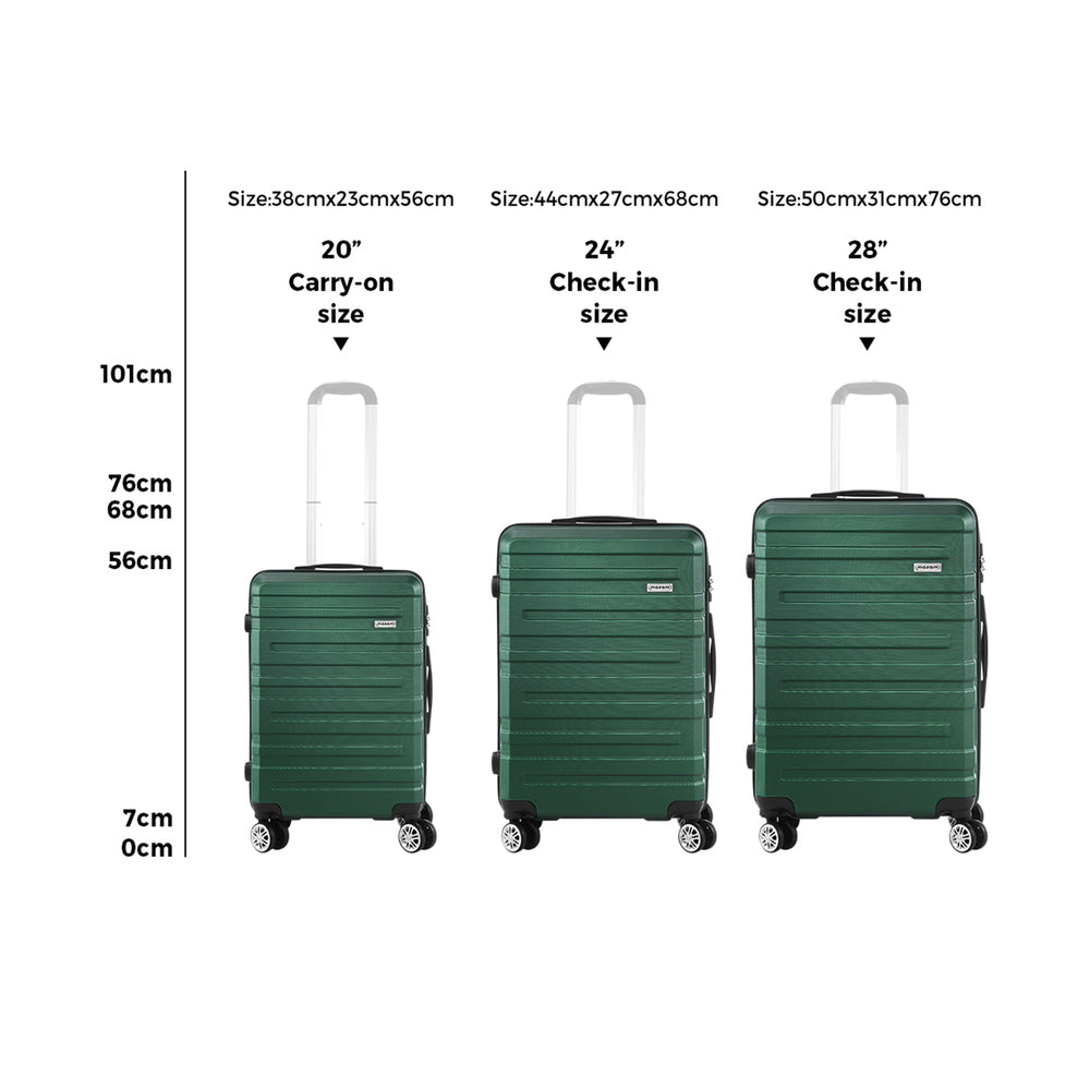 3PCS Luggage Suitcase Trolley Set Travel TSA Lock Storage Hard Case