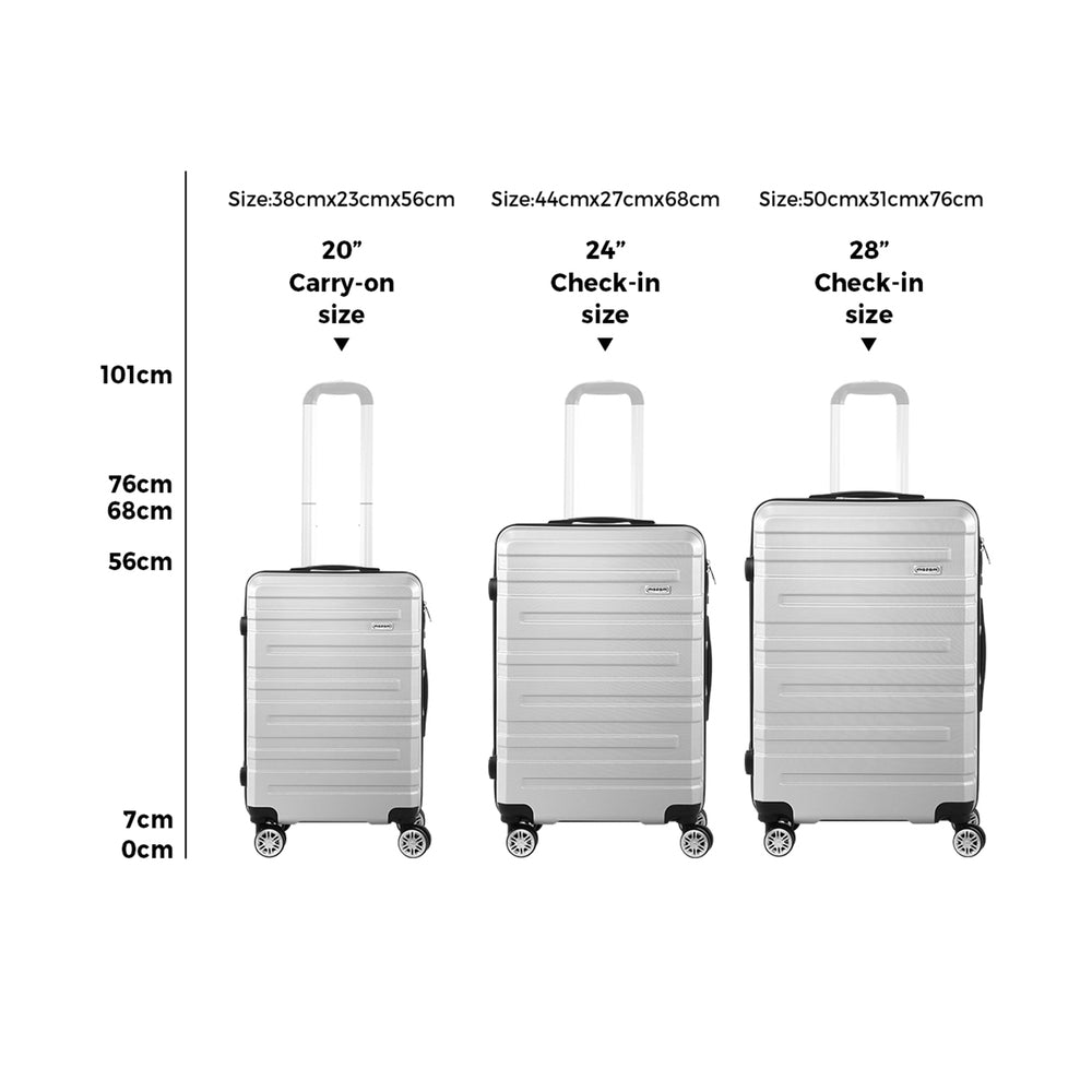 3PCS Luggage Suitcase Trolley Set Travel TSA Lock Storage Hard Case