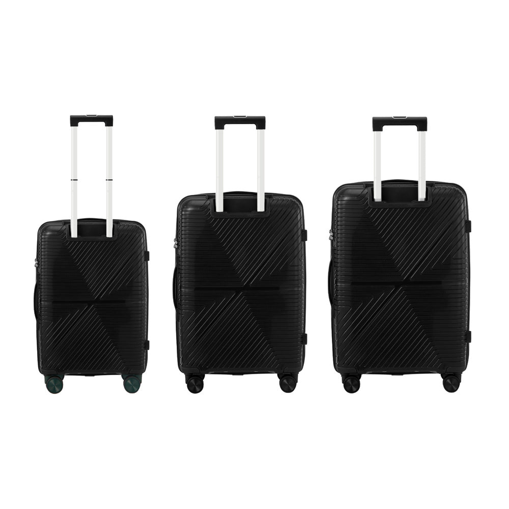 3PCS Luggage Suitcase Set Black/Green/Grey PP Case TSA Lock