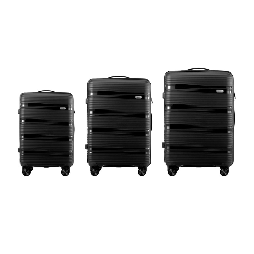 3PCS Luggage Suitcase Set PP Case TSA Lock Black