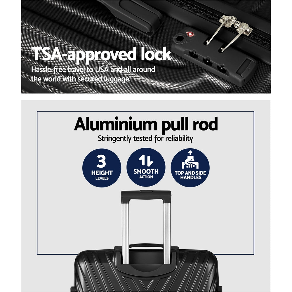 Lightweight 3-Piece Luggage Set - TSA Silver