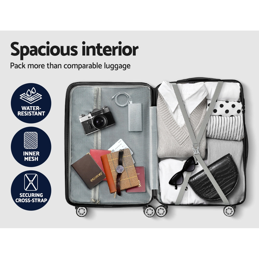 Lightweight 3-Piece Luggage Set - TSA Silver