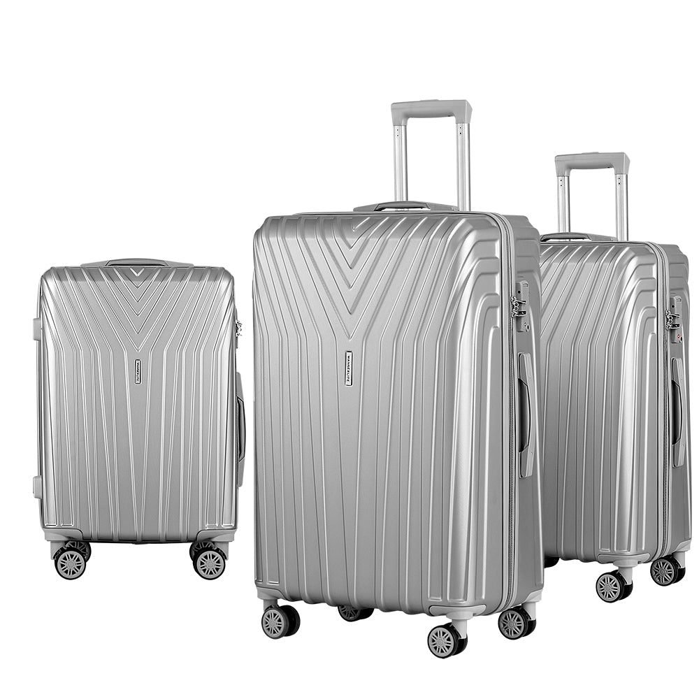 Lightweight 3-Piece Luggage Set - TSA Silver