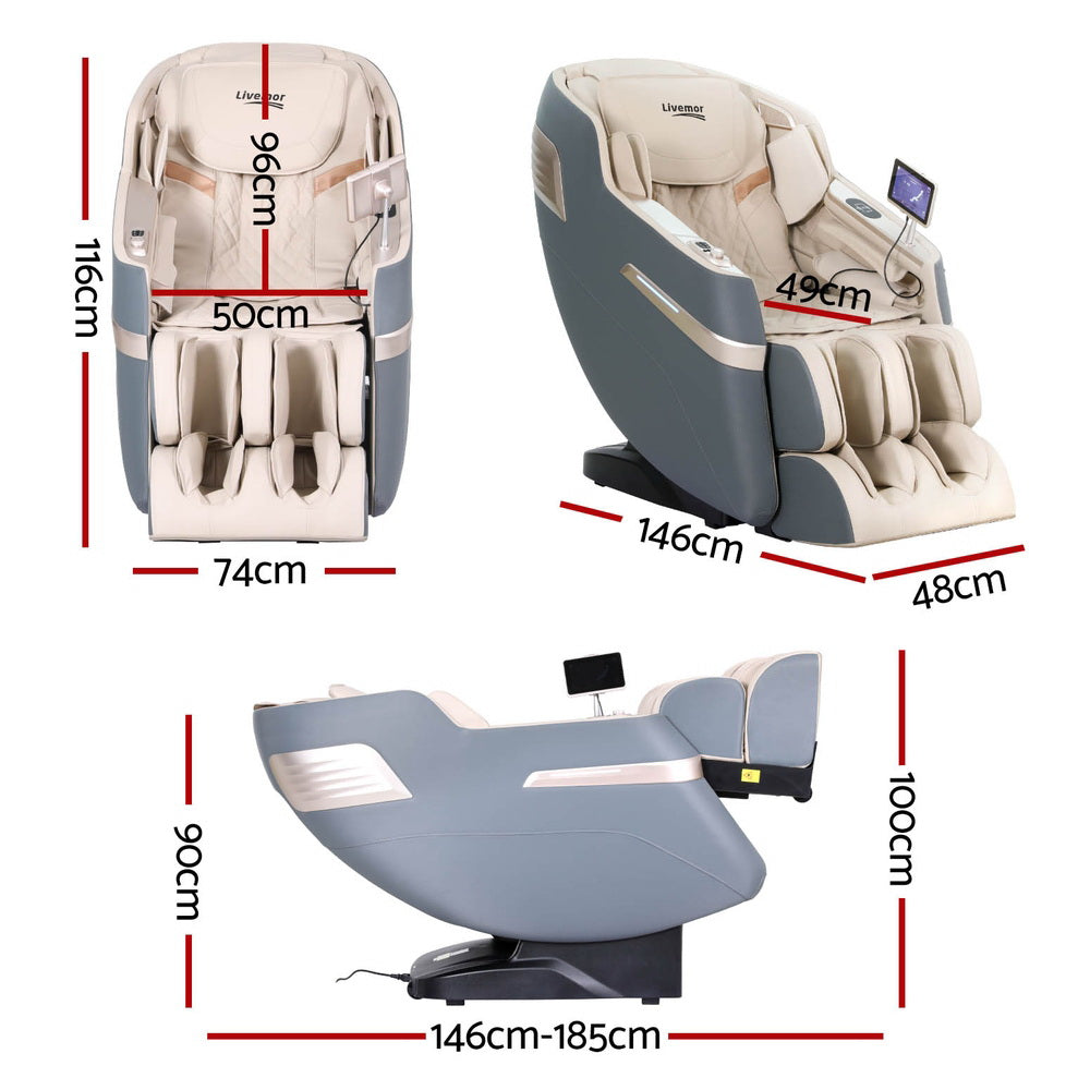 4D Massage Chair Electric Recliner Home Massager Gray Sina