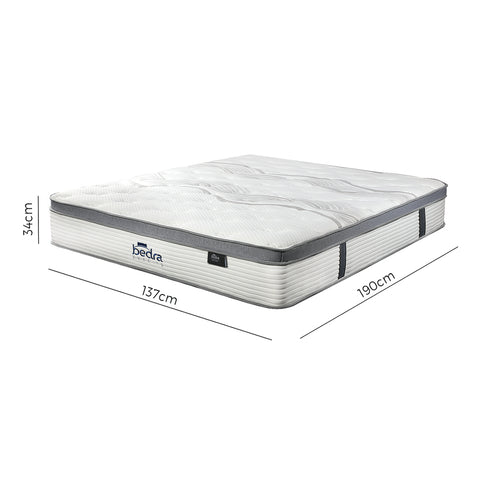 Mattress Euro Top Bed Mattress Pocket Spring Medium Firm 34cm 7Zone D/K/Q