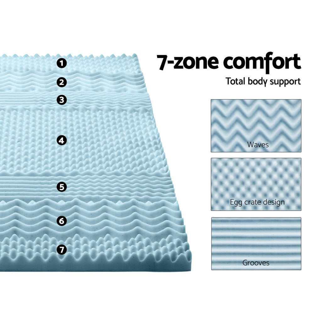 Memory Foam Mattress Topper 7-Zone 5Cm Single