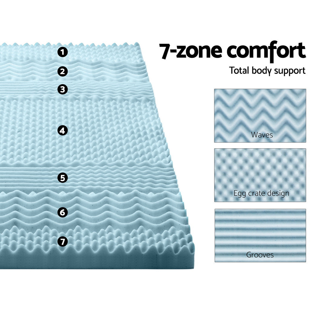 Memory Foam Mattress Topper 7-Zone 8Cm King Single