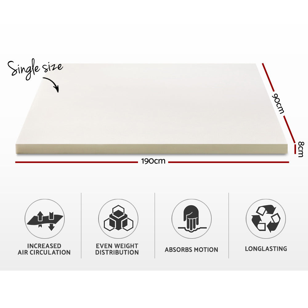 Memory Foam Mattress Topper 8Cm Single