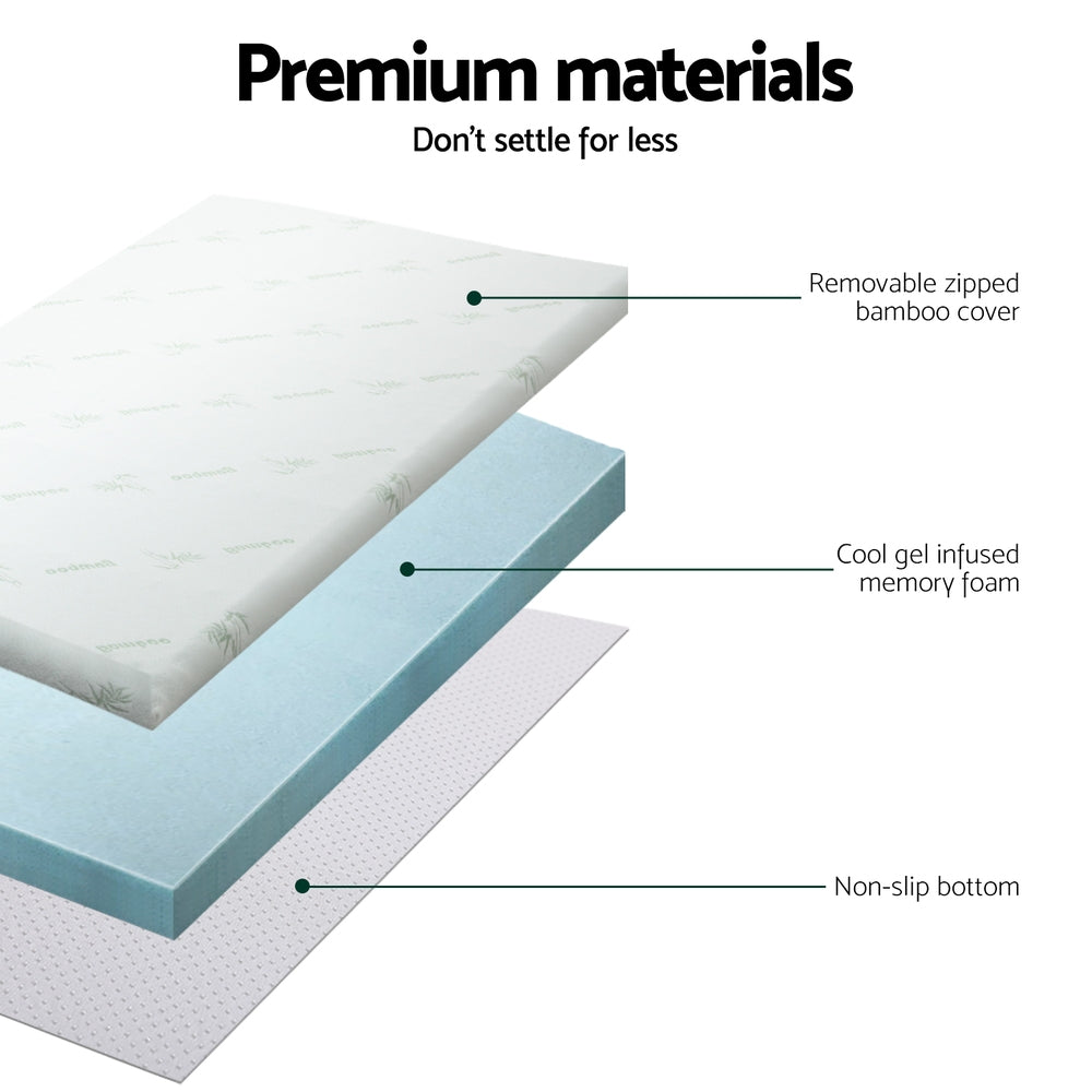 Memory Foam Mattress Topper Cool Gel 5cm King Single