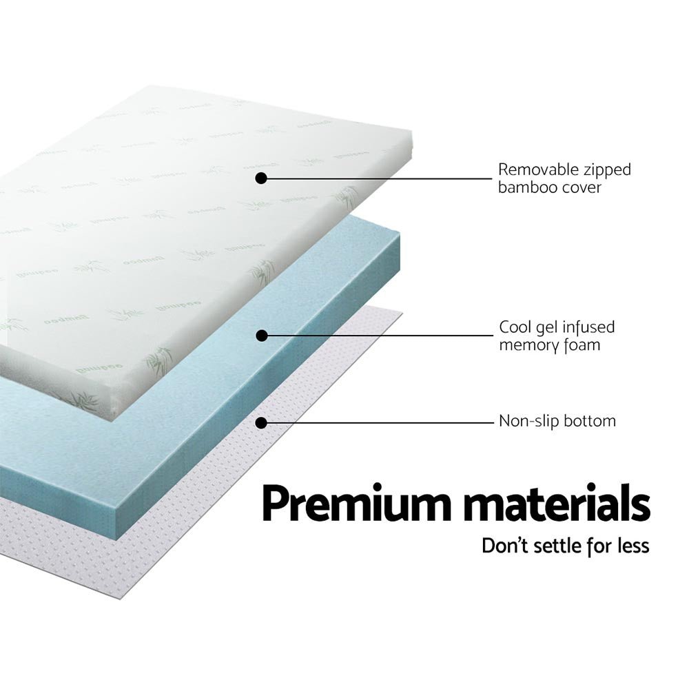 Memory Foam Mattress Topper Cool Gel 8Cm Single