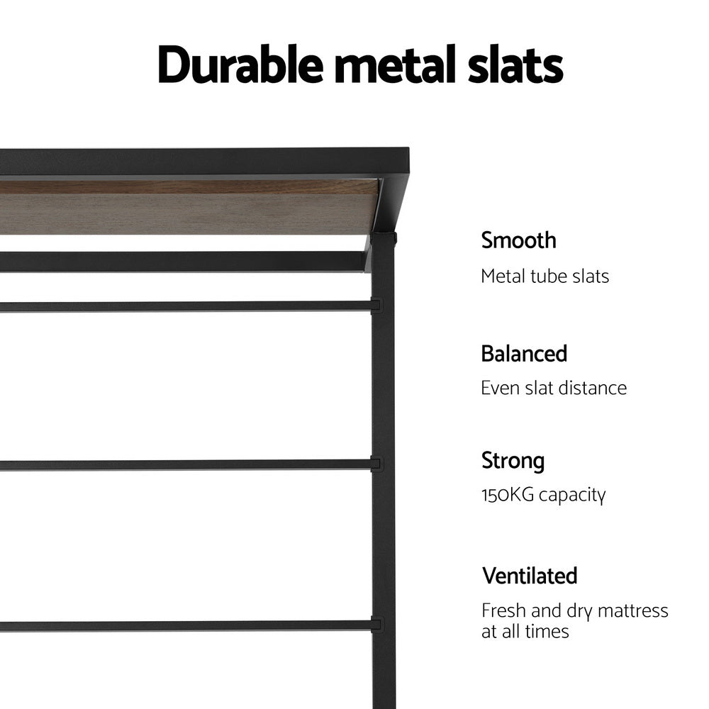 Bed Frame 2x Single Size Metal Trundle Daybed DEAN