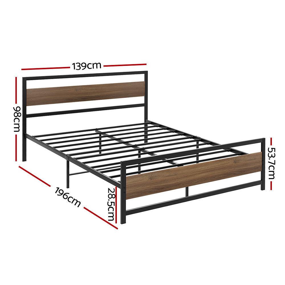 Bed Frame Double Size Metal Base Mattress Platform Black