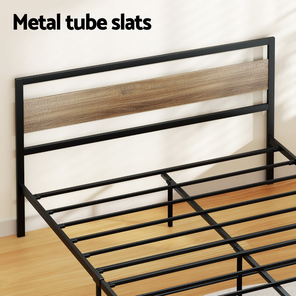 Bed Frame Double Size Metal Base Mattress Platform Black