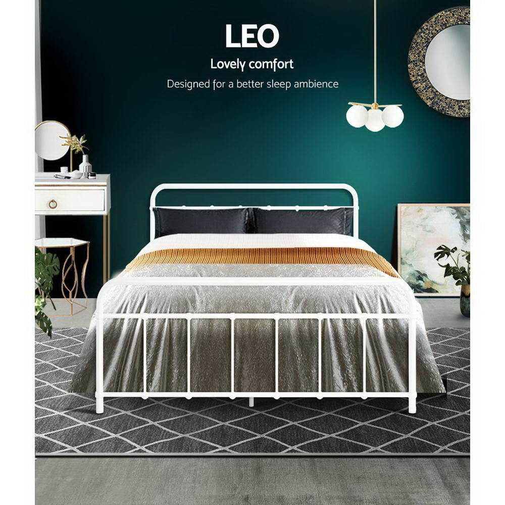 Bed Frame Metal Frames LEO - Double (White)