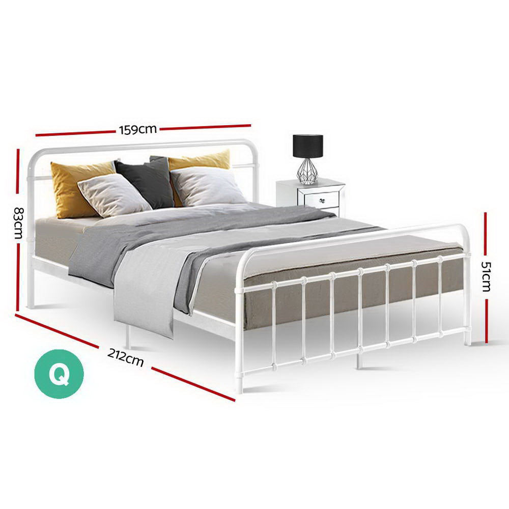 Bed Frame Metal Frames LEO - Queen (White)