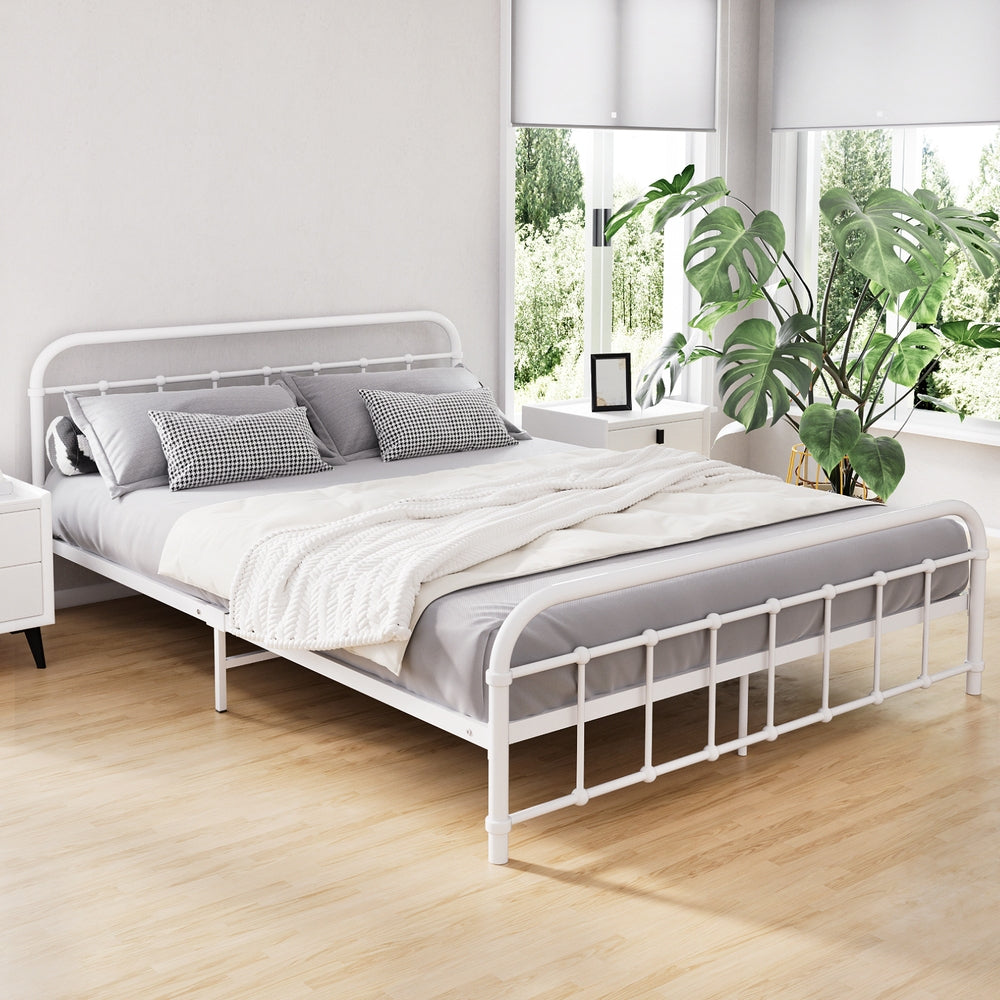 Bed Frame Metal Frames LEO - Queen (White)