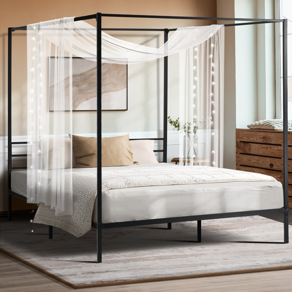 Metal Canopy Bed Frame Double/Queen/Single Size Platform