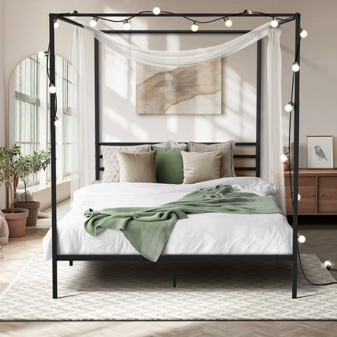 Metal Canopy Bed Frame Double/Queen/Single Size Platform