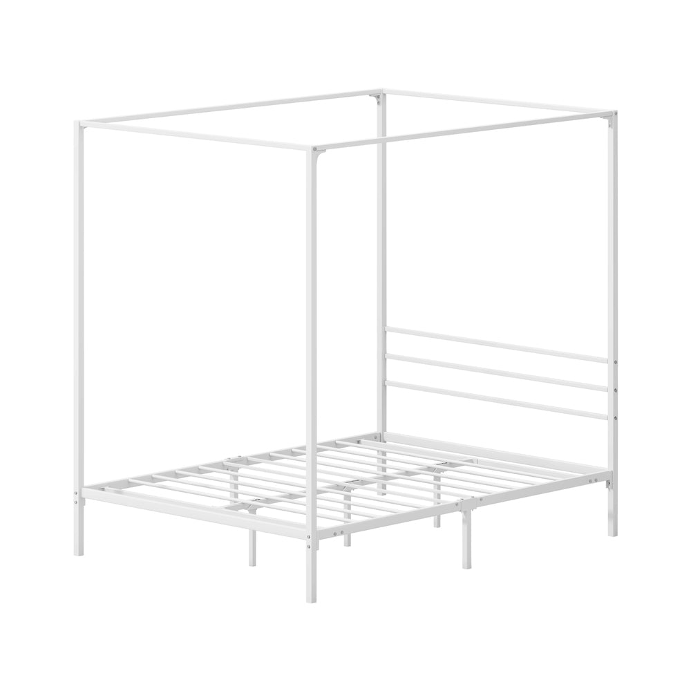 Metal Canopy Bed Frame Double/Queen/Single Size White