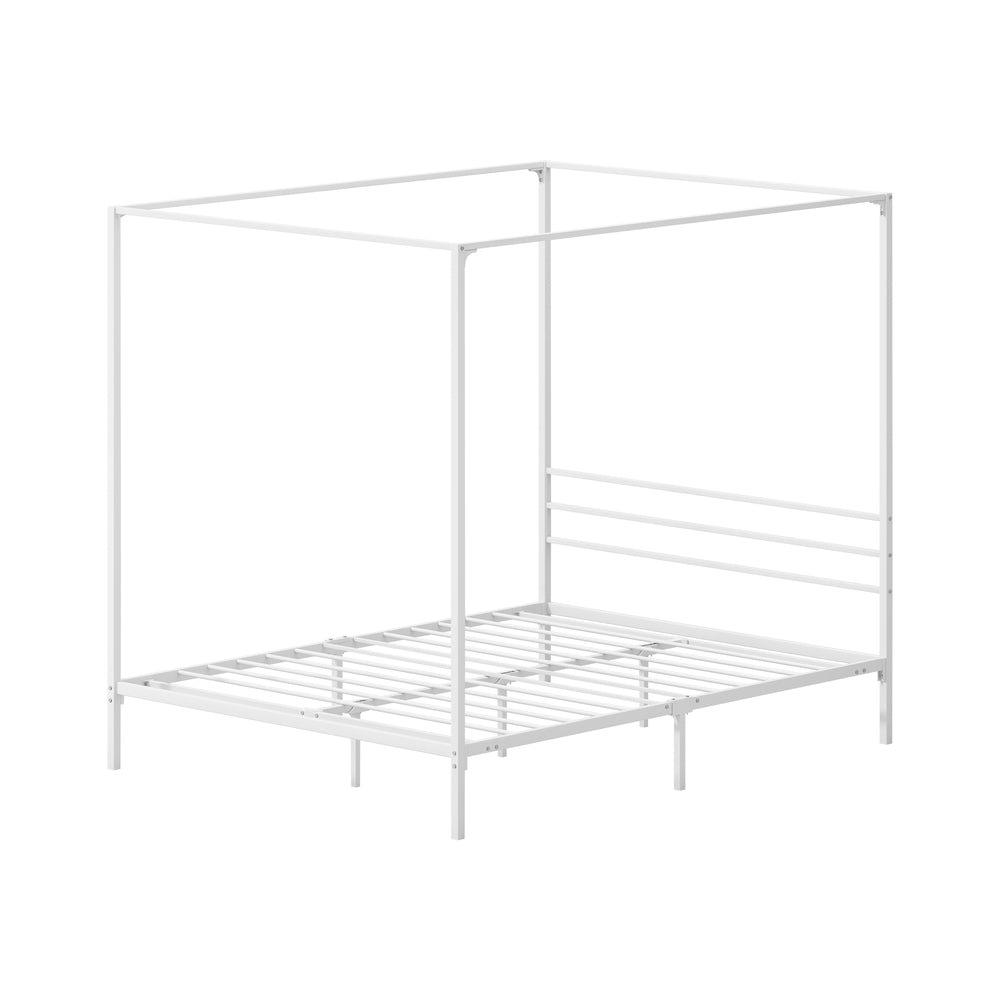 Metal Canopy Bed Frame Double/Queen/Single Size White