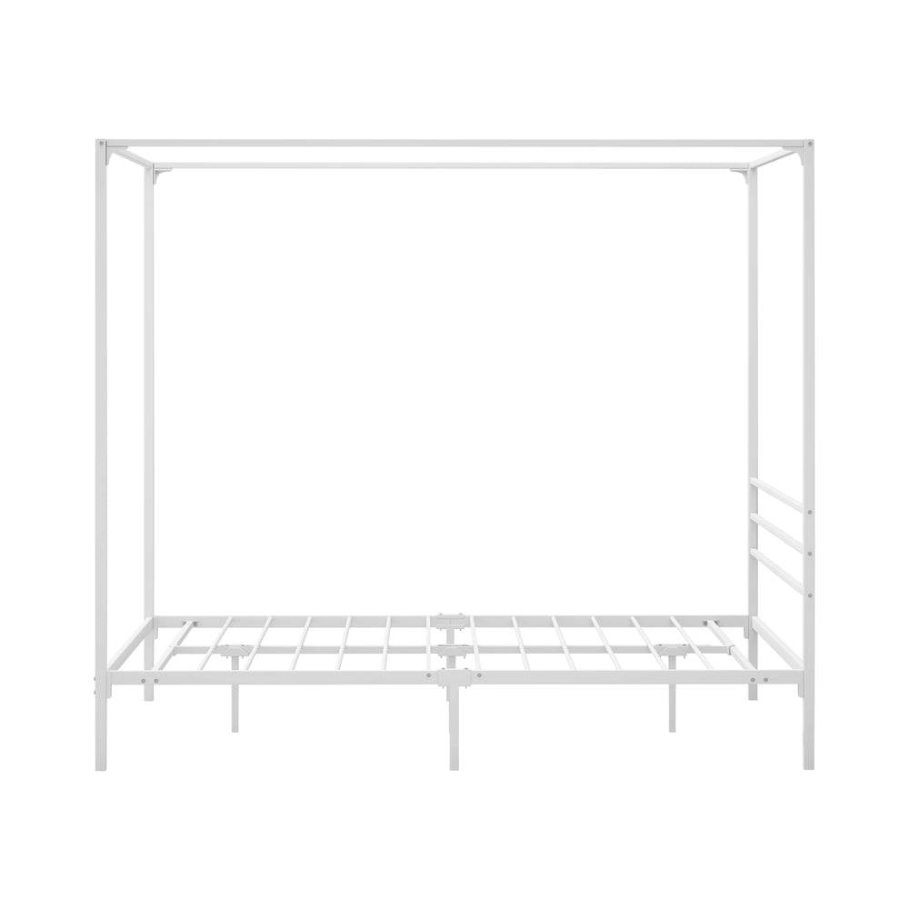 Metal Canopy Bed Frame Double/Queen/Single Size White