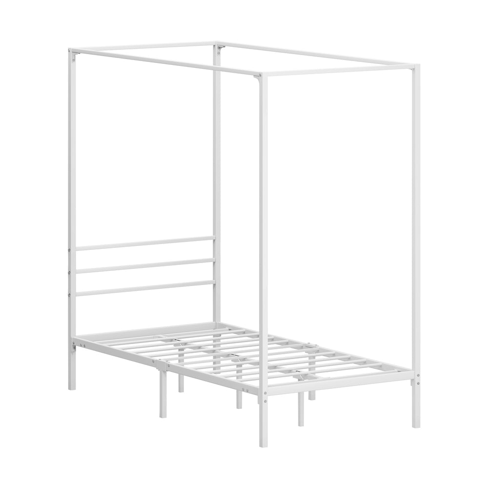 Metal Canopy Bed Frame Double/Queen/Single Size White