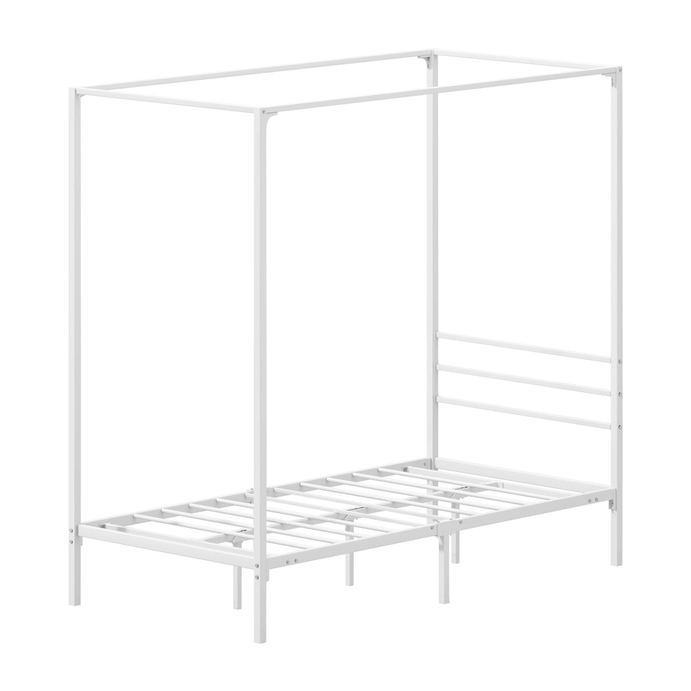 Metal Canopy Bed Frame Double/Queen/Single Size White