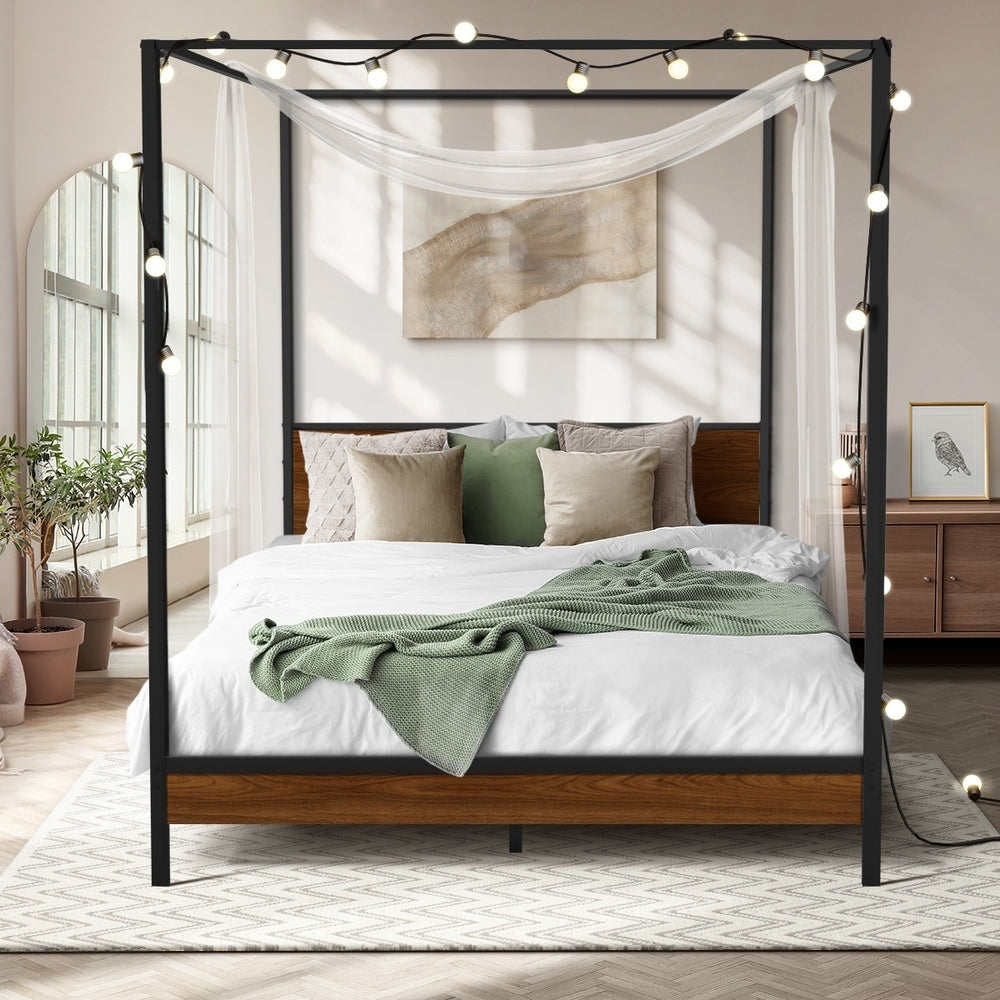 Metal Canopy Bed Frame Double/Queen Size Beds Platform