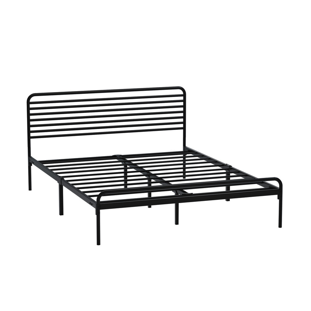 Double/Queen/King Single Metal Bed Frame Railing-style Black