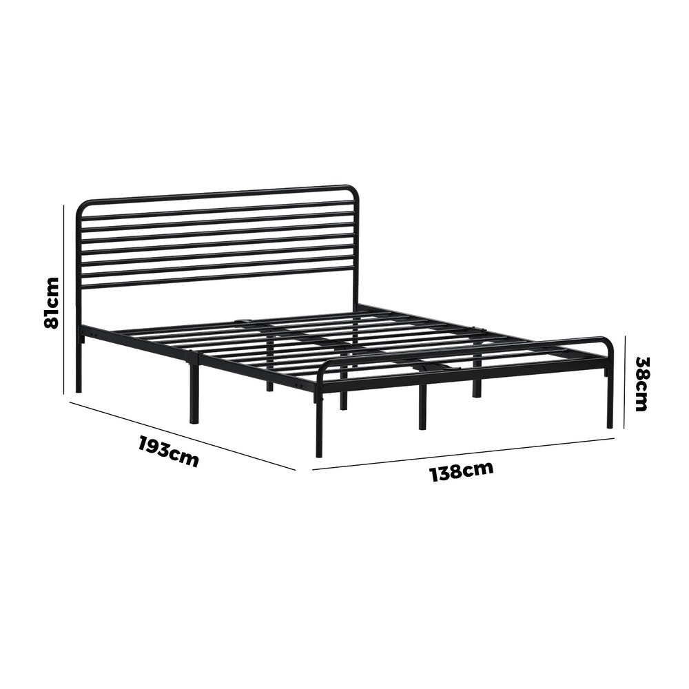 Double/Queen/King Single Metal Bed Frame Railing-style Black