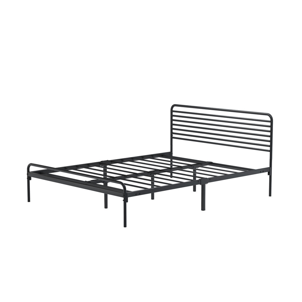 Double/Queen/King Single Metal Bed Frame Railing-style Black