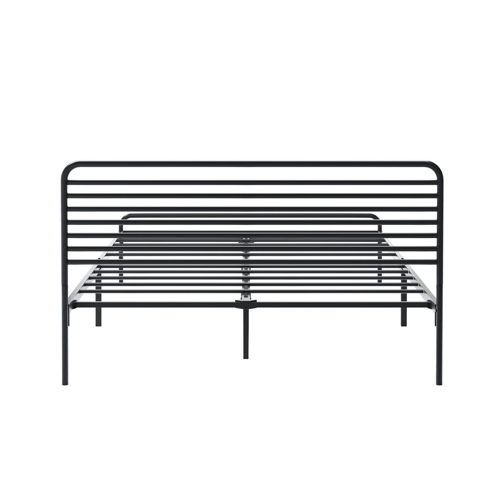 Double/Queen/King Single Metal Bed Frame Railing-style Black