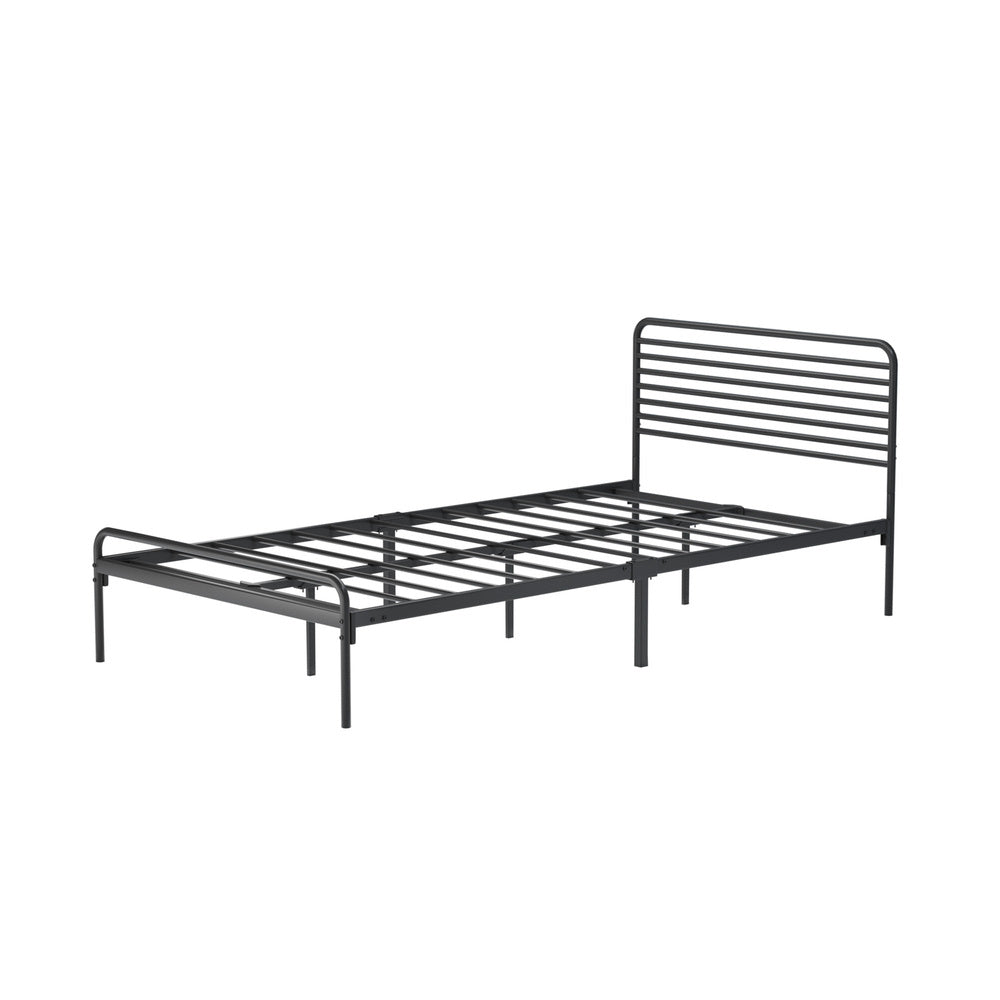 Double/Queen/King Single Metal Bed Frame Railing-style Black